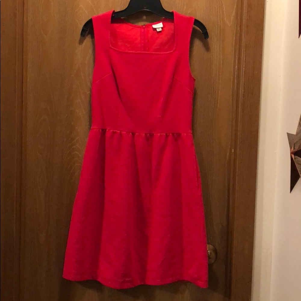 Simple red dress with pockets